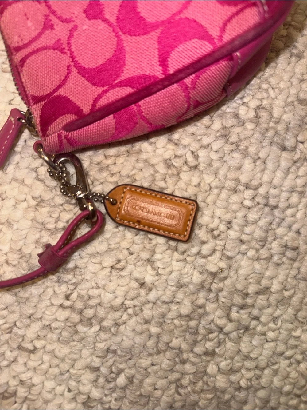 Coach Hot Pink Signature Jacquard Shoulder Pouch